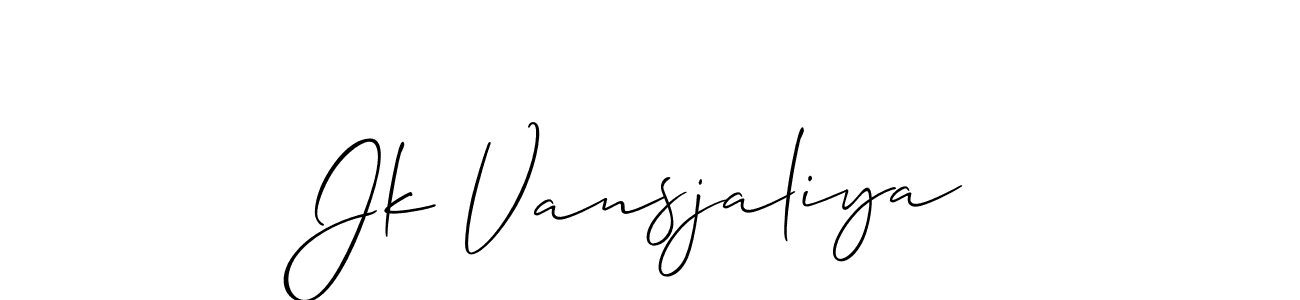 Create a beautiful signature design for name Jk Vansjaliya. With this signature (Allison_Script) fonts, you can make a handwritten signature for free. Jk Vansjaliya signature style 2 images and pictures png