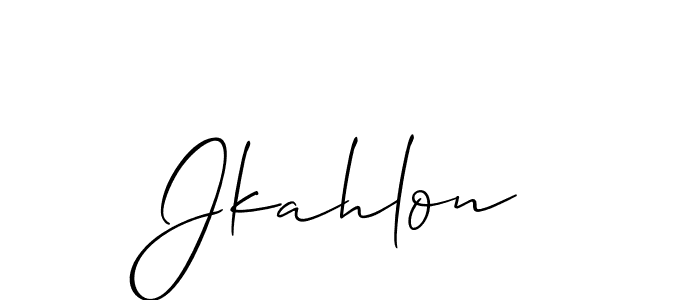 How to make Jkahlon name signature. Use Allison_Script style for creating short signs online. This is the latest handwritten sign. Jkahlon signature style 2 images and pictures png