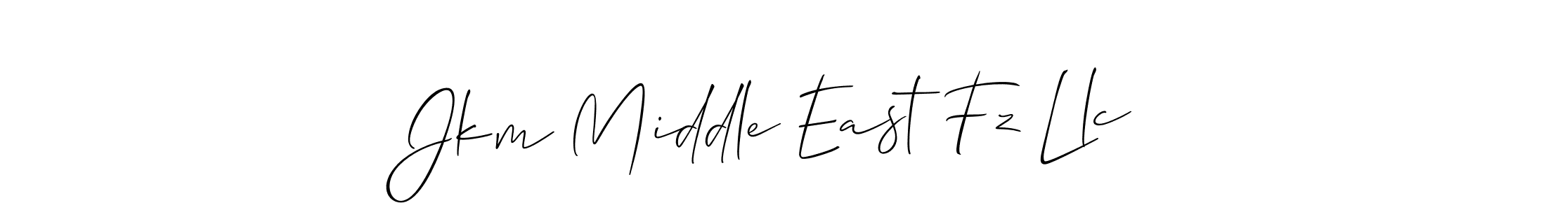 How to make Jkm Middle East Fz Llc name signature. Use Allison_Script style for creating short signs online. This is the latest handwritten sign. Jkm Middle East Fz Llc signature style 2 images and pictures png