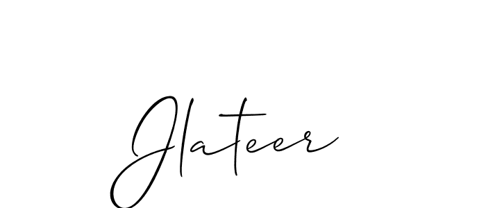 Create a beautiful signature design for name Jlateer. With this signature (Allison_Script) fonts, you can make a handwritten signature for free. Jlateer signature style 2 images and pictures png