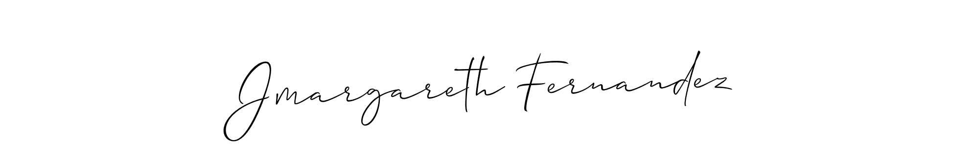 The best way (Allison_Script) to make a short signature is to pick only two or three words in your name. The name Jmargareth Fernandez include a total of six letters. For converting this name. Jmargareth Fernandez signature style 2 images and pictures png