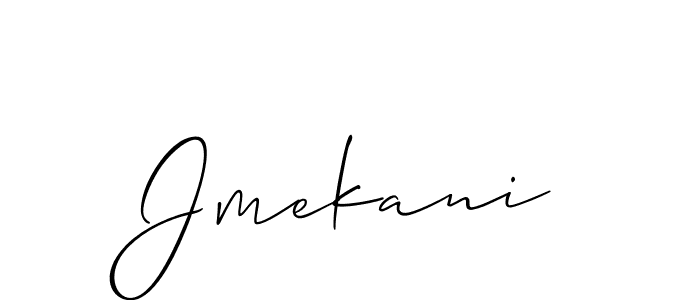 The best way (Allison_Script) to make a short signature is to pick only two or three words in your name. The name Jmekani include a total of six letters. For converting this name. Jmekani signature style 2 images and pictures png