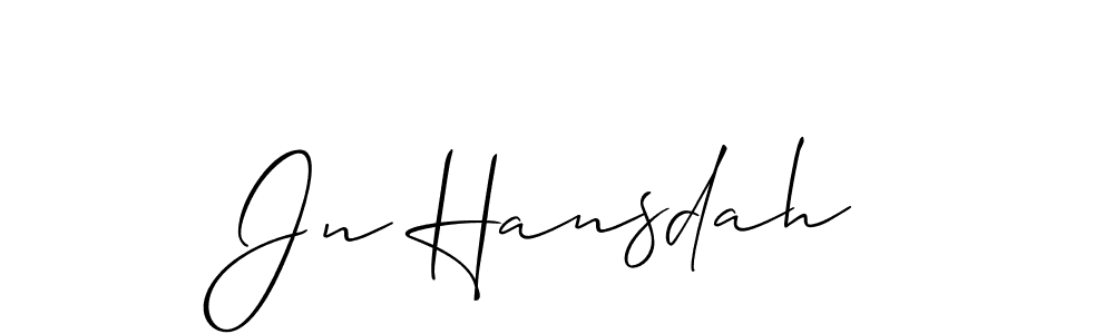 Similarly Allison_Script is the best handwritten signature design. Signature creator online .You can use it as an online autograph creator for name Jn Hansdah. Jn Hansdah signature style 2 images and pictures png