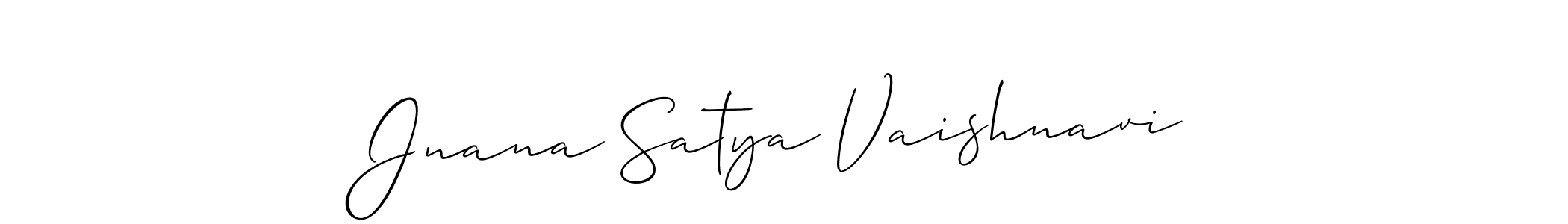 It looks lik you need a new signature style for name Jnana Satya Vaishnavi. Design unique handwritten (Allison_Script) signature with our free signature maker in just a few clicks. Jnana Satya Vaishnavi signature style 2 images and pictures png