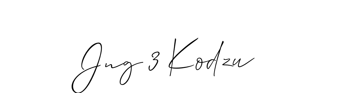 Use a signature maker to create a handwritten signature online. With this signature software, you can design (Allison_Script) your own signature for name Jng 3 Kodzu. Jng 3 Kodzu signature style 2 images and pictures png