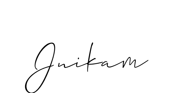 The best way (Allison_Script) to make a short signature is to pick only two or three words in your name. The name Jnikam include a total of six letters. For converting this name. Jnikam signature style 2 images and pictures png