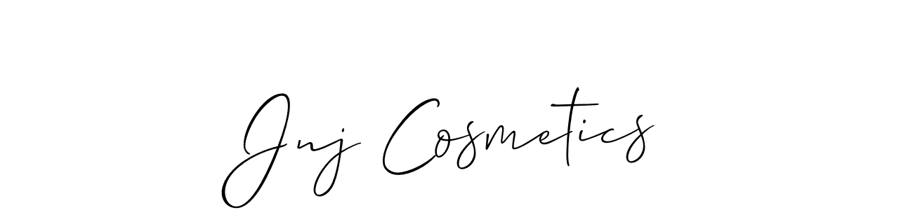 How to Draw Jnj Cosmetics signature style? Allison_Script is a latest design signature styles for name Jnj Cosmetics. Jnj Cosmetics signature style 2 images and pictures png