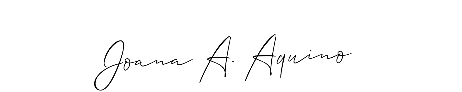 if you are searching for the best signature style for your name Joana A. Aquino. so please give up your signature search. here we have designed multiple signature styles  using Allison_Script. Joana A. Aquino signature style 2 images and pictures png