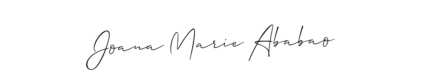 Make a short Joana Marie Ababao signature style. Manage your documents anywhere anytime using Allison_Script. Create and add eSignatures, submit forms, share and send files easily. Joana Marie Ababao signature style 2 images and pictures png