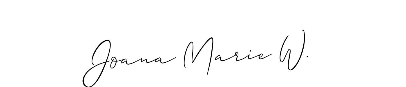 Design your own signature with our free online signature maker. With this signature software, you can create a handwritten (Allison_Script) signature for name Joana Marie W.. Joana Marie W. signature style 2 images and pictures png