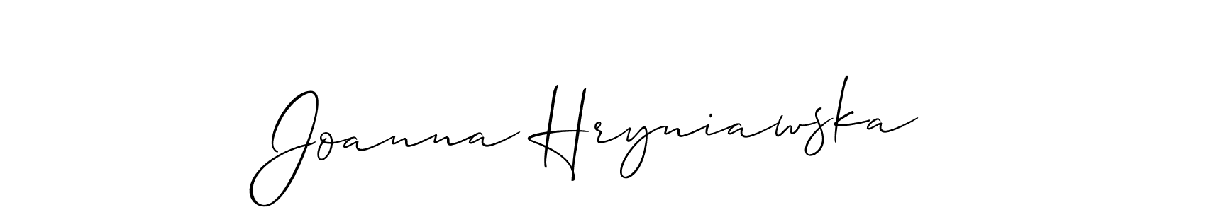 The best way (Allison_Script) to make a short signature is to pick only two or three words in your name. The name Joanna Hryniawska include a total of six letters. For converting this name. Joanna Hryniawska signature style 2 images and pictures png