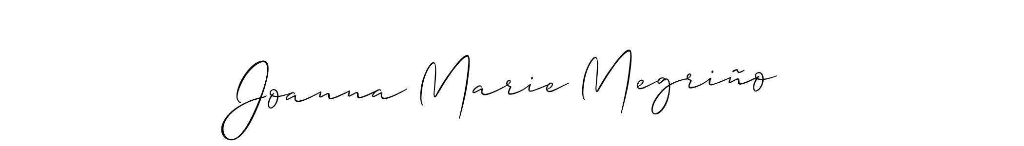 The best way (Allison_Script) to make a short signature is to pick only two or three words in your name. The name Joanna Marie Megriño include a total of six letters. For converting this name. Joanna Marie Megriño signature style 2 images and pictures png