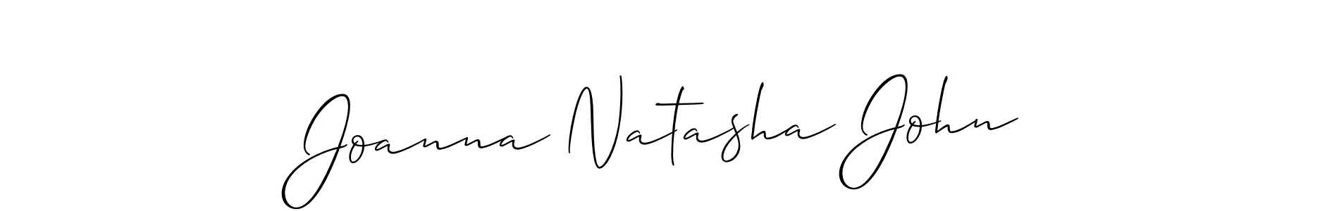 How to make Joanna Natasha John name signature. Use Allison_Script style for creating short signs online. This is the latest handwritten sign. Joanna Natasha John signature style 2 images and pictures png