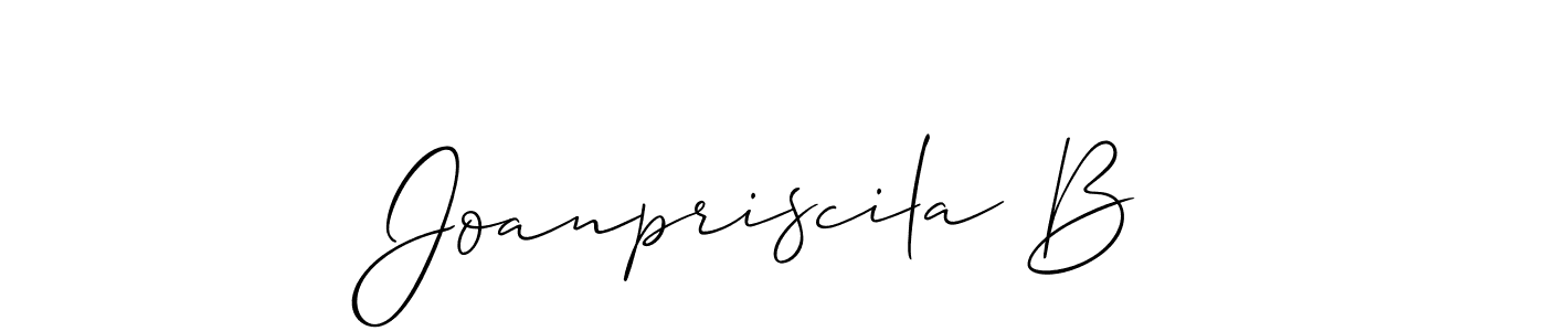 You should practise on your own different ways (Allison_Script) to write your name (Joanpriscila B) in signature. don't let someone else do it for you. Joanpriscila B signature style 2 images and pictures png