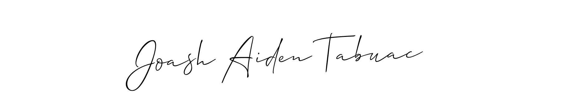 This is the best signature style for the Joash Aiden Tabuac name. Also you like these signature font (Allison_Script). Mix name signature. Joash Aiden Tabuac signature style 2 images and pictures png