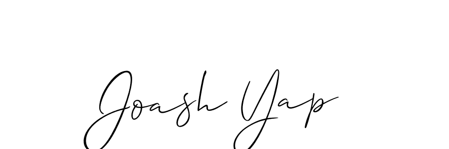 The best way (Allison_Script) to make a short signature is to pick only two or three words in your name. The name Joash Yap include a total of six letters. For converting this name. Joash Yap signature style 2 images and pictures png