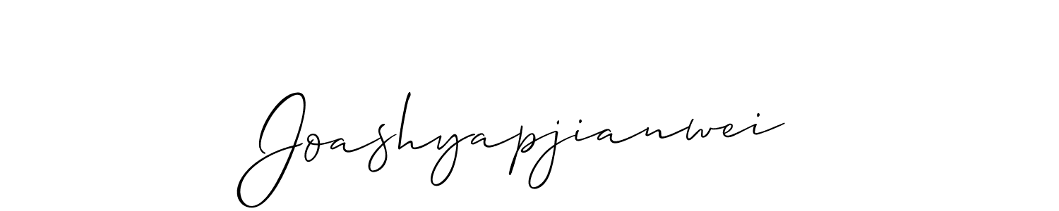 Allison_Script is a professional signature style that is perfect for those who want to add a touch of class to their signature. It is also a great choice for those who want to make their signature more unique. Get Joashyapjianwei name to fancy signature for free. Joashyapjianwei signature style 2 images and pictures png