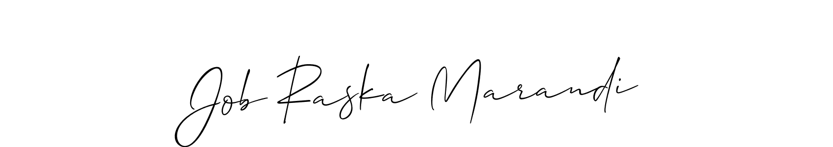 The best way (Allison_Script) to make a short signature is to pick only two or three words in your name. The name Job Raska Marandi include a total of six letters. For converting this name. Job Raska Marandi signature style 2 images and pictures png