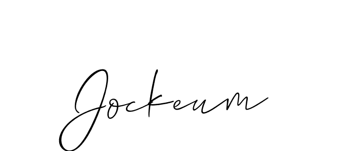 How to make Jockeum name signature. Use Allison_Script style for creating short signs online. This is the latest handwritten sign. Jockeum signature style 2 images and pictures png