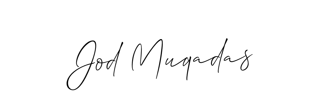 Make a beautiful signature design for name Jod Muqadas. With this signature (Allison_Script) style, you can create a handwritten signature for free. Jod Muqadas signature style 2 images and pictures png
