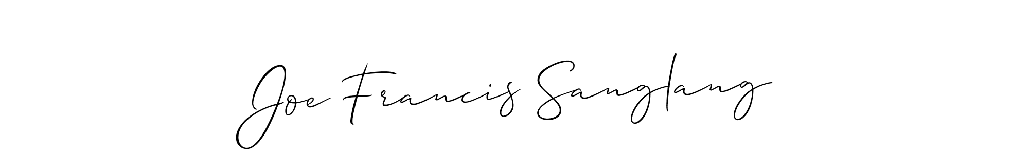 Also You can easily find your signature by using the search form. We will create Joe Francis Sanglang name handwritten signature images for you free of cost using Allison_Script sign style. Joe Francis Sanglang signature style 2 images and pictures png