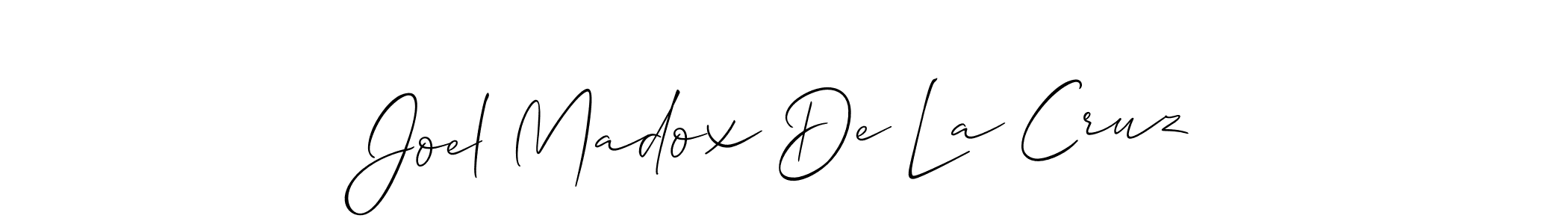 The best way (Allison_Script) to make a short signature is to pick only two or three words in your name. The name Joel Madox De La Cruz include a total of six letters. For converting this name. Joel Madox De La Cruz signature style 2 images and pictures png