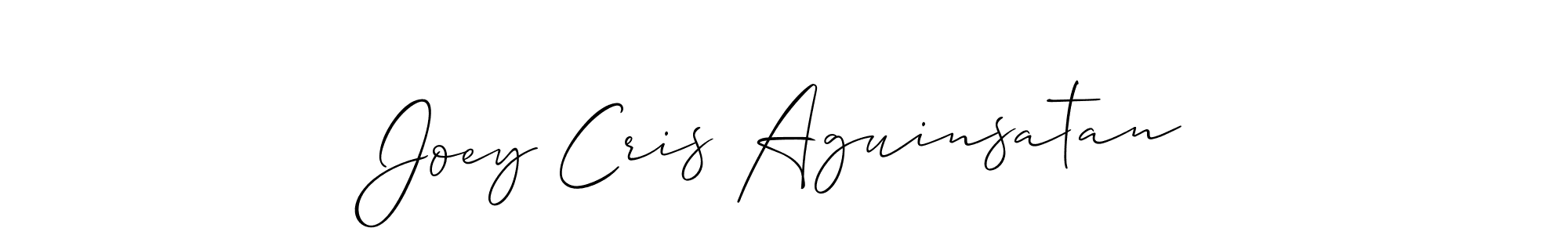 Make a beautiful signature design for name Joey Cris Aguinsatan. With this signature (Allison_Script) style, you can create a handwritten signature for free. Joey Cris Aguinsatan signature style 2 images and pictures png