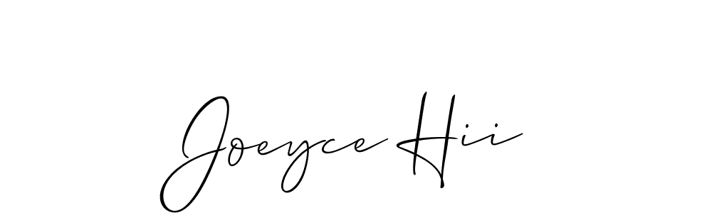 Design your own signature with our free online signature maker. With this signature software, you can create a handwritten (Allison_Script) signature for name Joeyce Hii. Joeyce Hii signature style 2 images and pictures png