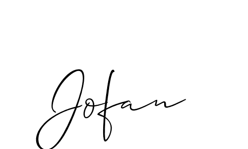 Design your own signature with our free online signature maker. With this signature software, you can create a handwritten (Allison_Script) signature for name Jofan. Jofan signature style 2 images and pictures png