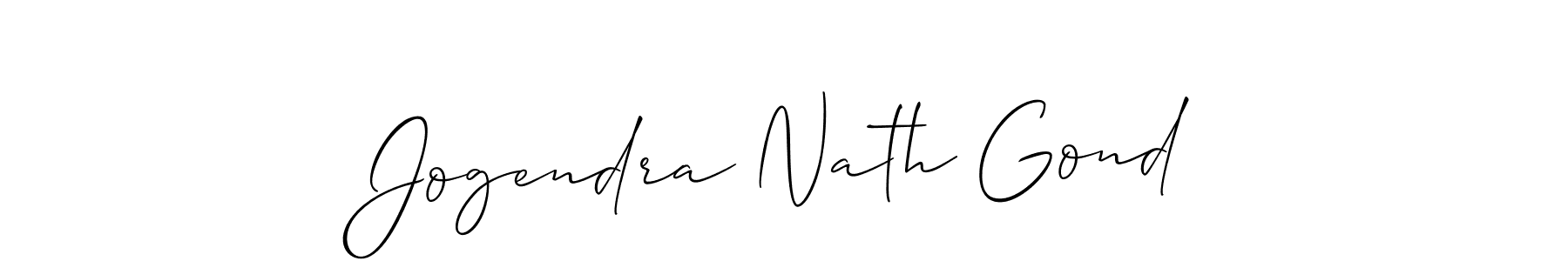 You should practise on your own different ways (Allison_Script) to write your name (Jogendra Nath Gond) in signature. don't let someone else do it for you. Jogendra Nath Gond signature style 2 images and pictures png