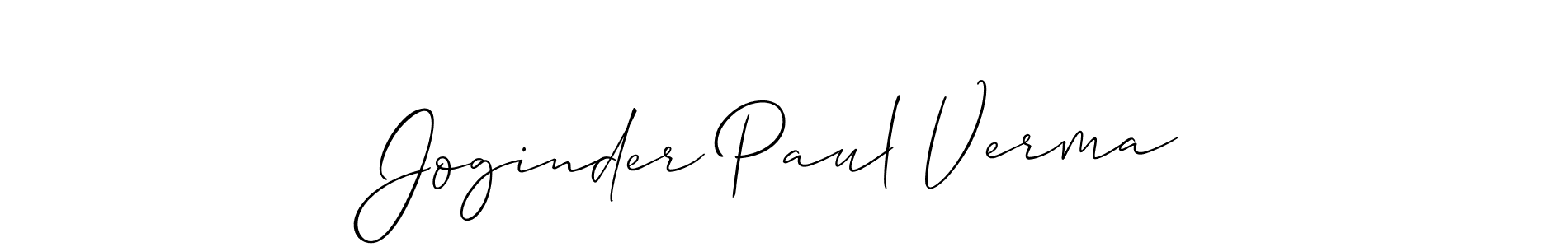 Make a beautiful signature design for name Joginder Paul Verma. With this signature (Allison_Script) style, you can create a handwritten signature for free. Joginder Paul Verma signature style 2 images and pictures png