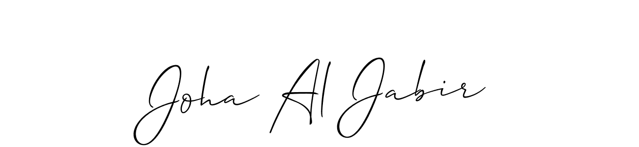 if you are searching for the best signature style for your name Joha Al Jabir. so please give up your signature search. here we have designed multiple signature styles  using Allison_Script. Joha Al Jabir signature style 2 images and pictures png