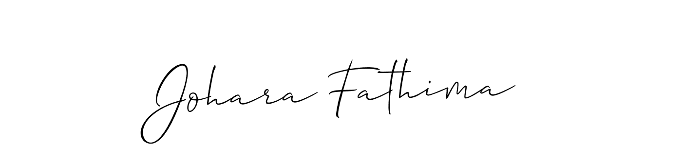 Also we have Johara Fathima name is the best signature style. Create professional handwritten signature collection using Allison_Script autograph style. Johara Fathima signature style 2 images and pictures png