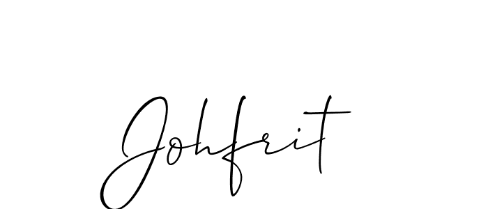 Use a signature maker to create a handwritten signature online. With this signature software, you can design (Allison_Script) your own signature for name Johfrit. Johfrit signature style 2 images and pictures png