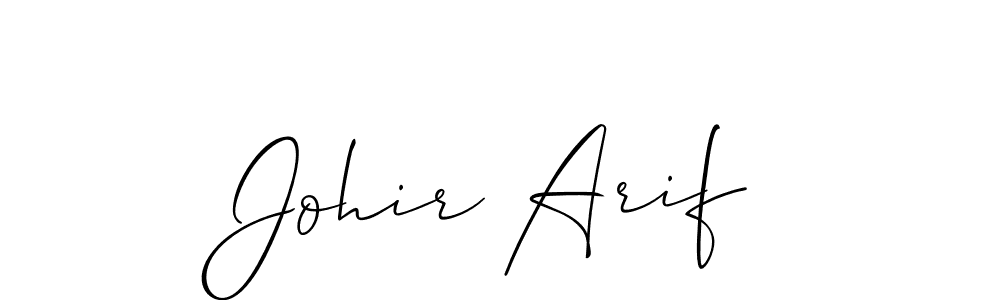 Use a signature maker to create a handwritten signature online. With this signature software, you can design (Allison_Script) your own signature for name Johir Arif. Johir Arif signature style 2 images and pictures png