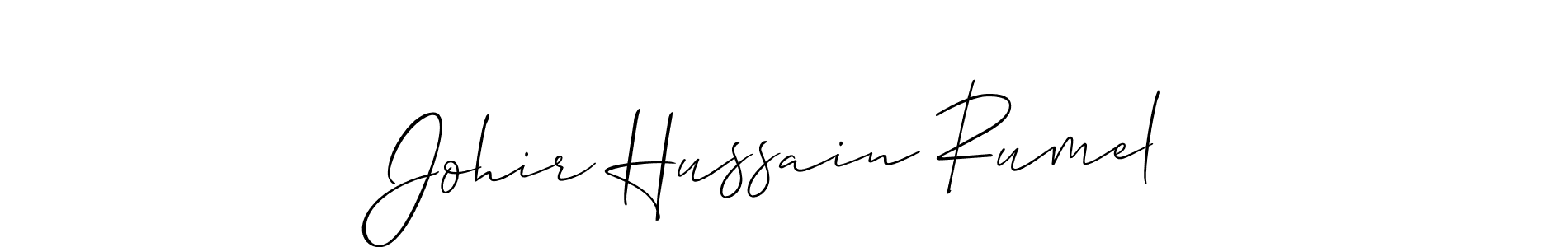 Use a signature maker to create a handwritten signature online. With this signature software, you can design (Allison_Script) your own signature for name Johir Hussain Rumel. Johir Hussain Rumel signature style 2 images and pictures png