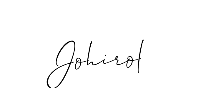 Use a signature maker to create a handwritten signature online. With this signature software, you can design (Allison_Script) your own signature for name Johirol. Johirol signature style 2 images and pictures png