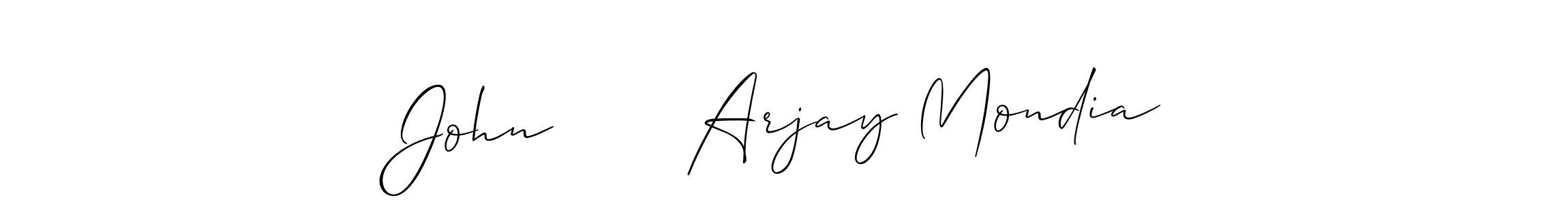 Allison_Script is a professional signature style that is perfect for those who want to add a touch of class to their signature. It is also a great choice for those who want to make their signature more unique. Get John       Arjay Mondia name to fancy signature for free. John       Arjay Mondia signature style 2 images and pictures png