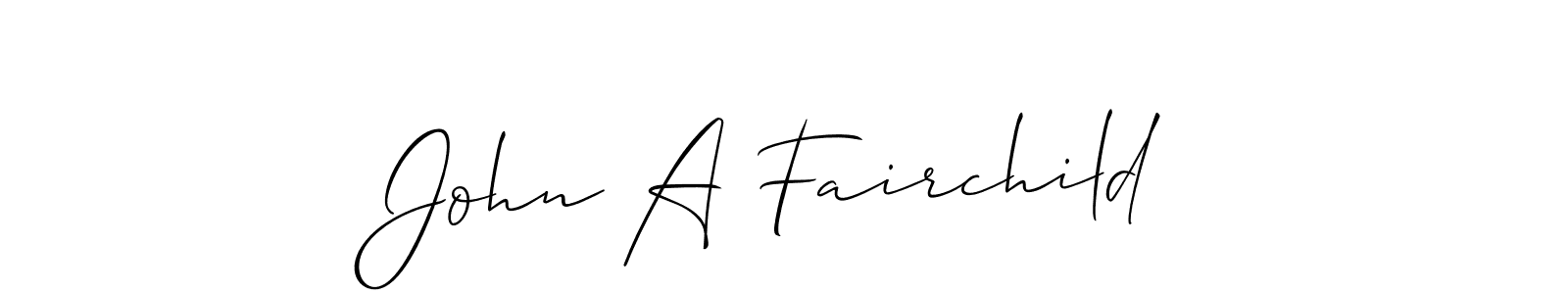 How to make John A Fairchild name signature. Use Allison_Script style for creating short signs online. This is the latest handwritten sign. John A Fairchild signature style 2 images and pictures png