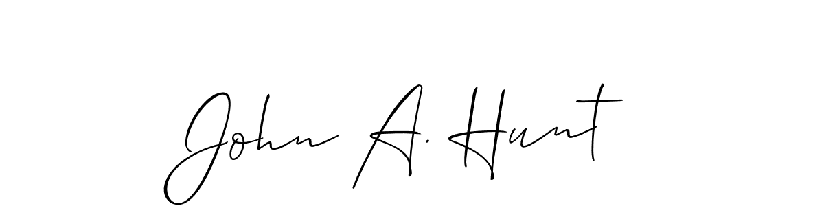 The best way (Allison_Script) to make a short signature is to pick only two or three words in your name. The name John A. Hunt include a total of six letters. For converting this name. John A. Hunt signature style 2 images and pictures png