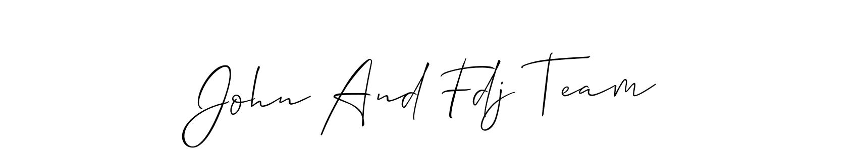 Use a signature maker to create a handwritten signature online. With this signature software, you can design (Allison_Script) your own signature for name John And Fdj Team. John And Fdj Team signature style 2 images and pictures png