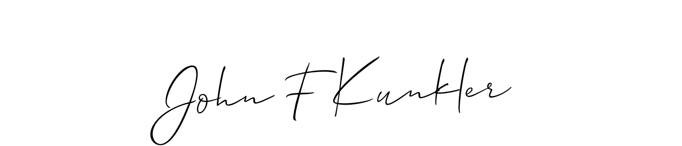Create a beautiful signature design for name John F Kunkler. With this signature (Allison_Script) fonts, you can make a handwritten signature for free. John F Kunkler signature style 2 images and pictures png