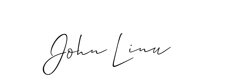 How to make John Linu name signature. Use Allison_Script style for creating short signs online. This is the latest handwritten sign. John Linu signature style 2 images and pictures png