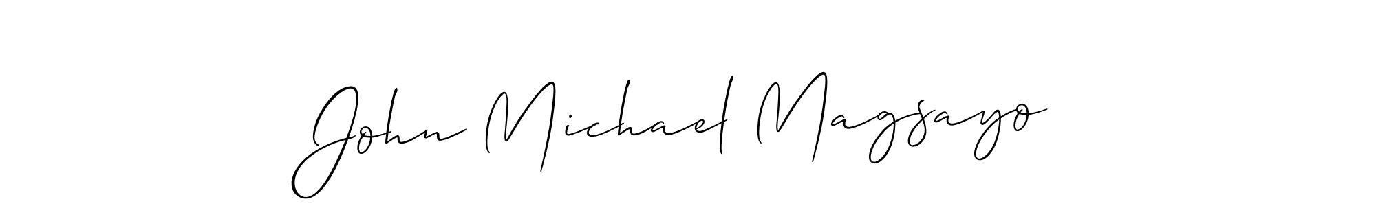 if you are searching for the best signature style for your name John Michael Magsayo. so please give up your signature search. here we have designed multiple signature styles  using Allison_Script. John Michael Magsayo signature style 2 images and pictures png