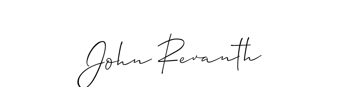 The best way (Allison_Script) to make a short signature is to pick only two or three words in your name. The name John Revanth include a total of six letters. For converting this name. John Revanth signature style 2 images and pictures png