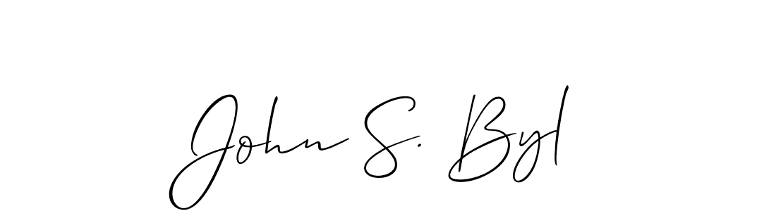 You should practise on your own different ways (Allison_Script) to write your name (John S. Byl) in signature. don't let someone else do it for you. John S. Byl signature style 2 images and pictures png