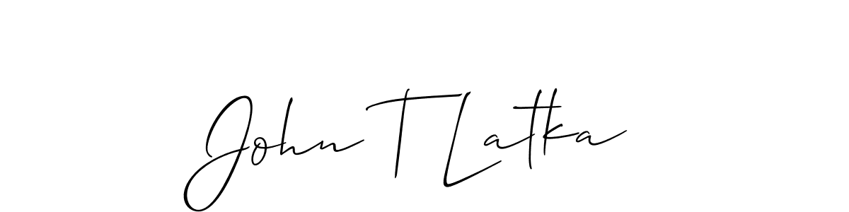 Also You can easily find your signature by using the search form. We will create John T Latka name handwritten signature images for you free of cost using Allison_Script sign style. John T Latka signature style 2 images and pictures png