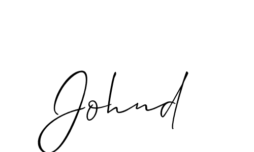 The best way (Allison_Script) to make a short signature is to pick only two or three words in your name. The name Johnd include a total of six letters. For converting this name. Johnd signature style 2 images and pictures png