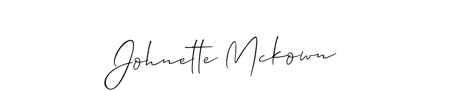 Make a beautiful signature design for name Johnette Mckown. With this signature (Allison_Script) style, you can create a handwritten signature for free. Johnette Mckown signature style 2 images and pictures png