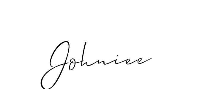 How to make Johniee name signature. Use Allison_Script style for creating short signs online. This is the latest handwritten sign. Johniee signature style 2 images and pictures png